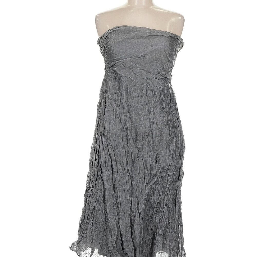 Chaiken Strapless Crinkled Midi Dress Gray | 8 | Cocktail Party